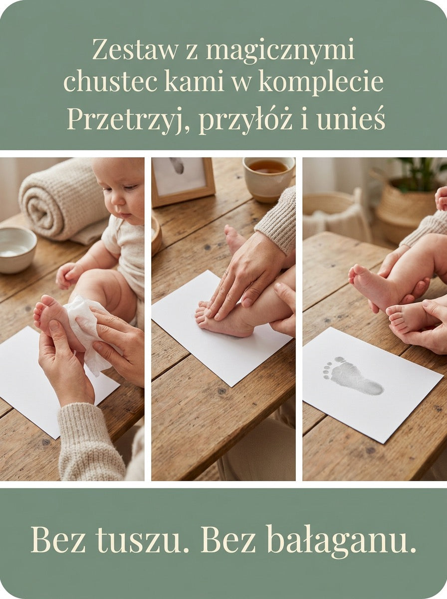 Złoty Odcisk Stopy Dziecka A3 - Personalizowana Pamiątka z Ramą